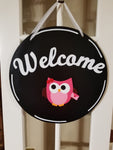 Interchangeable Base Circle - Welcome - Black with White Lettering