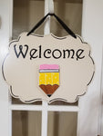 Interchangeable Base Plaque - Welcome - Cream with Black letters