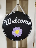 Interchangeable Base Circle - Welcome - Black with White Lettering