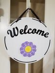 Interchangeable Base Circle - Welcome - White with Black Letters