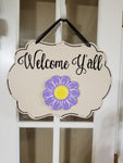 Interchangeable Base Plaque - Welcome Y'all - Cream with Black Letters