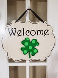 Interchangeable Base Plaque - Welcome - Cream with Black letters