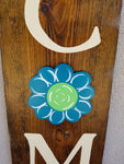 Interchangeable Season Piece - Teal and Green Flower Cream Detail