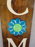 Interchangeable Season Piece - Teal and Green Flower White Detail