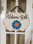 Interchangeable Base Plaque - Welcome Y'all - Cream with Black Letters