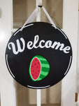 Interchangeable Base Circle - Welcome - Black with White Lettering