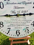 Clock - White with Aqua distressing and Black Lettering - Verse