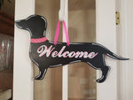 Dauschund Silhouette - Black with Pink Collar
