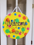 Circle - Welcome to our Home in Yellow with Polka Dots