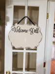 Interchangeable Base Plaque - Welcome Y'all - Cream with Black Letters