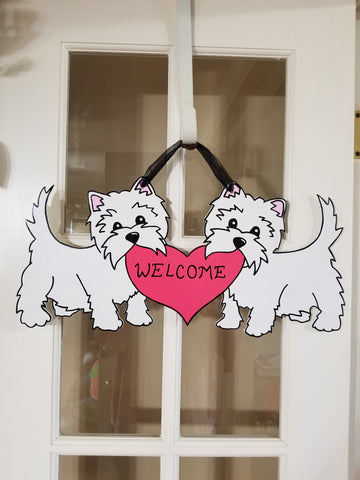 West Highland White Terriers with Pink Heart