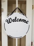 Interchangeable Base Circle - Welcome - White with Black Letters