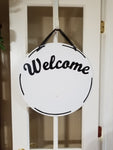 Interchangeable Base Circle - Welcome - White with Black Letters